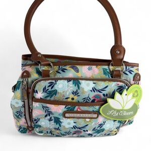 Lily Bloom Blue and Brown Floral Shoulder Bag